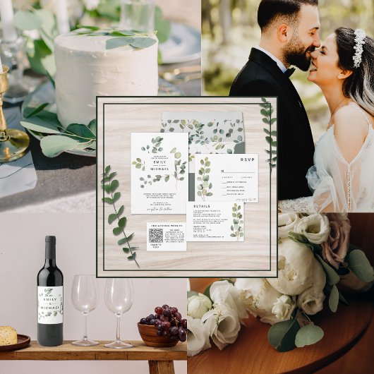 Minimalistischer Eukalyptus Tischnummer