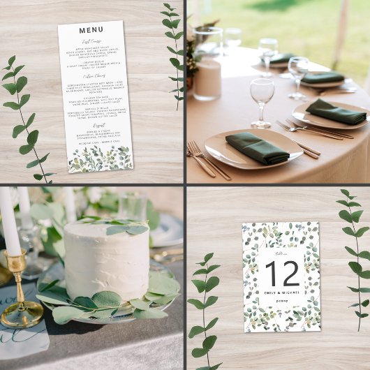 Minimalistischer Eukalyptus Tischnummer