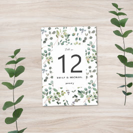 Minimalistischer Eukalyptus Tischnummer