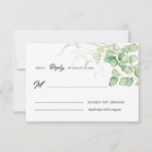Minimalistischer Eukalyptus und Grüne RSVP Karte (Vorderseite)