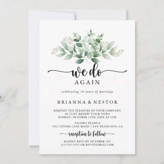 Minimalistischer Eukalyptus Wir machen wieder einm Einladung (Vorderseite)