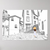 Minimalistischer europäischer Straßenillustrations Poster (Vorne)