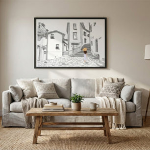 Minimalistischer europäischer Straßenillustrations Poster