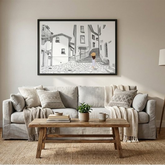 Minimalistischer europäischer Straßenillustrations Poster