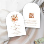 Minimalistischer Fall Florals QR Code Wedding Arch Einladung<br><div class="desc">Minimalistischer Fall Florals QR Code Wedding Arch. Ein Herbstbouquet in Terrakotta-, Braun- und Cremetönen mit Beeren und Blättern und eleganter Typografie, die Sie einfach mit Ihren Details personalisieren können. Ihr QR-Code auf der Rückseite wird automatisch generiert, um den Beispielcode im Design zu aktualisieren, wenn Sie einfach die Beispiel-URL in der...</div>