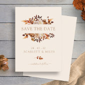 Minimalistischer Fall Terracotta-Blätter flach Save The Date