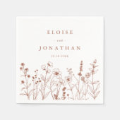 Minimalistischer Fall Terracotta Wildblume Boho We Serviette (Vorderseite)