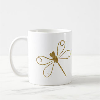 Minimalistischer falscher Gold-Glitter-Libellen-Äs Kaffeetasse