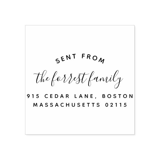 Minimalistischer Familienname aus der Rücksendeadr Gummistempel (Prägung)