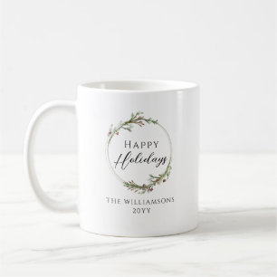 Minimalistischer Familienname-Kranz zum Frohen Fes Kaffeetasse