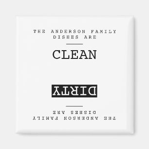 Minimalistischer Familienname Saubere Geschirrspül Magnet