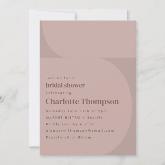 Minimalistischer Farbblock Mauve-Brautparty Einladung (Vorderseite)