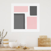 Minimalistischer Farbblock rot und grau Poster (Küche)