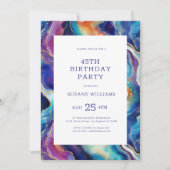 Minimalistischer farbiger Glitzer Agate Happy Birt Einladung (Vorderseite)