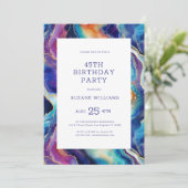 Minimalistischer farbiger Glitzer Agate Happy Birt Einladung (Stehend Vorderseite)