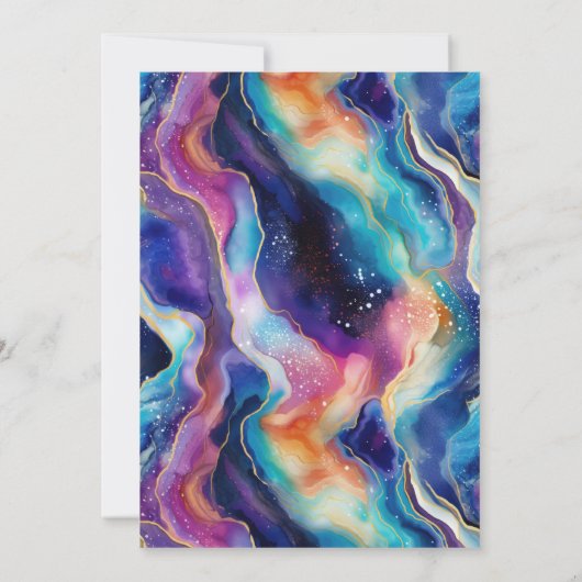 Minimalistischer farbiger Glitzer Agate Happy Birt Einladung (Rückseite)