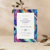 Minimalistischer farbiger Glitzer Agate Happy Birt Einladung