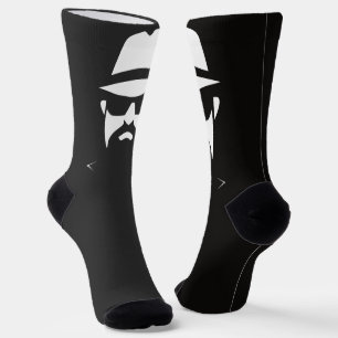 Minimalistischer Fedora Schwarz & Weiß: Linien der Socken