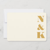 Minimalistischer, fett-Monogramm-Gelbcreme-Hochzei Mitteilungskarte (Vorderseite)