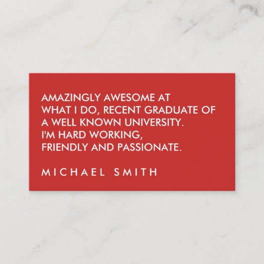 Minimalistischer fettarer Großtext Visitenkarte (Vorderseite)