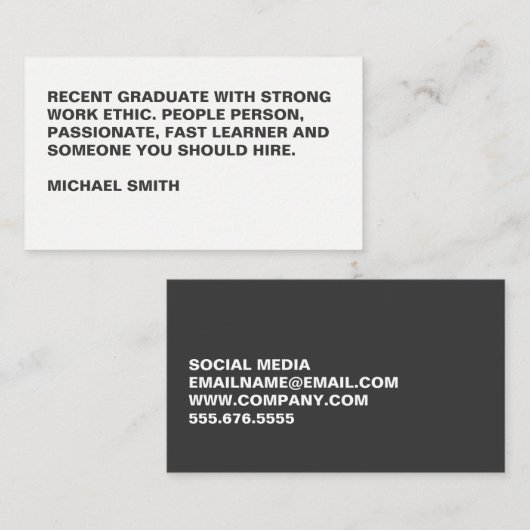 Minimalistischer fettarer Großtext Visitenkarte (Vorne/Hinten)