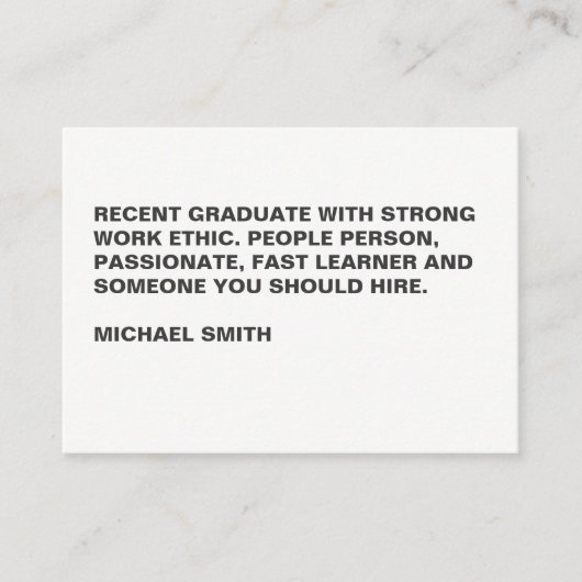 Minimalistischer fettarer Großtext Visitenkarte (Vorderseite)