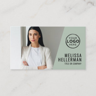 Minimalistischer Fetter Logo Salbei Grün Foto Visitenkarte