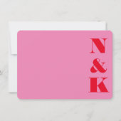 Minimalistischer, fetter Monogramm Rosa und Roter Mitteilungskarte (Vorderseite)