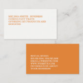 Minimalistischer, fetter Orangentext Visitenkarte (Vorne/Hinten)
