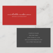 Minimalistischer, fettroter, kursiver Text Visitenkarte (Vorne/Hinten)