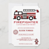 Minimalistischer Feuerwehrmann "Little Hero" Kinde Einladung (Vorderseite)