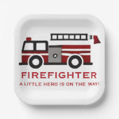 Minimalistischer Feuerwehrmann "Little Hero" Kinde Pappteller (Vorderseite)