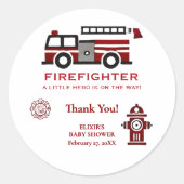 Minimalistischer Feuerwehrmann "Little Hero" Kinde Runder Aufkleber (Vorderseite)