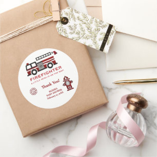 Minimalistischer Feuerwehrmann "Little Hero" Kinde Runder Aufkleber