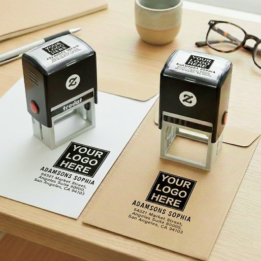 Minimalistischer Firmenname & Adresse & Logo Permastempel