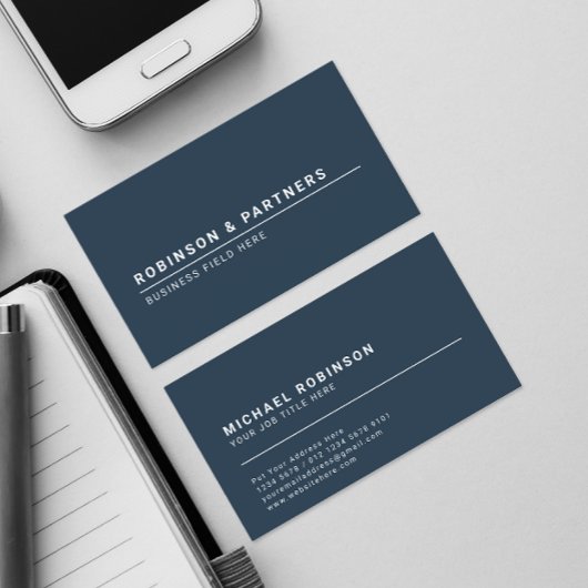 Minimalistischer Firmenname: Rustic Blue Visitenkarte