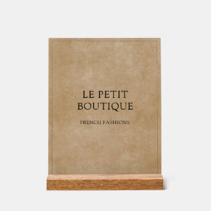 Minimalistischer Firmenname: Rustic Brown Acrylschild
