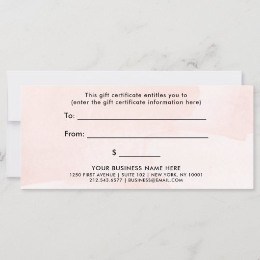 Minimalistischer Flair Blush | Geschenkgutschein (Rückseite)