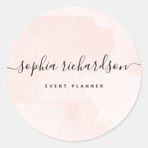Minimalistischer Flair   Wasserfarbe und Skript Runder Aufkleber