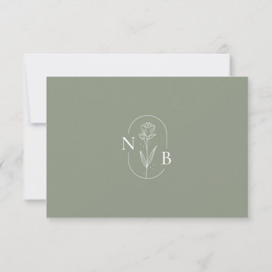 Minimalistischer floral Boho Sage Green Wedding QR RSVP Karte (Rückseite)