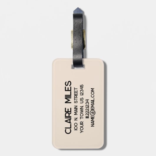 Minimalistischer, floraler Akrylltikstreifen Gepäckanhänger (Rückseite vertikal)