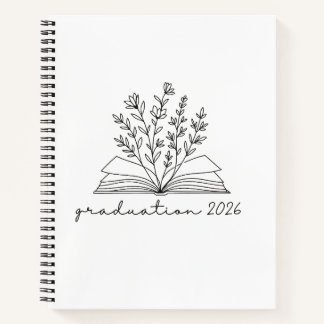 Minimalistischer floraler Buchabschluss 2026 Notizblock