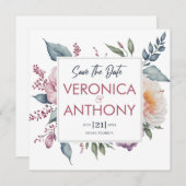 Minimalistischer floraler Save the Date QR-Code Ho Einladung (Vorne/Hinten)