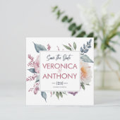 Minimalistischer floraler Save the Date QR-Code Ho Einladung (Stehend Vorderseite)