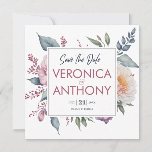 Minimalistischer floraler Save the Date QR-Code Ho Einladung (Vorderseite)