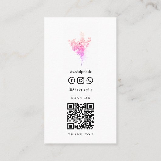 Minimalistischer floristischer QR-Code Visitenkarte (Rückseite)