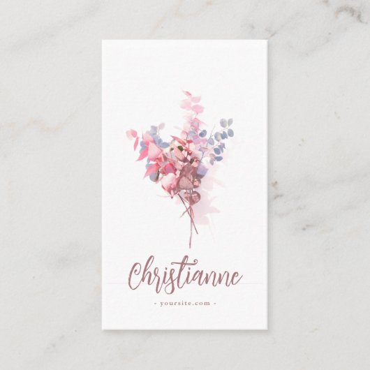 Minimalistischer floristischer QR-Code Visitenkarte (Vorderseite)