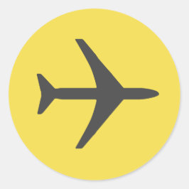 Minimalistischer Flugzeug-Flugverkehr Runder Aufkleber