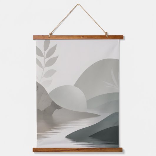 Minimalistischer Fluss Wandteppich Mit Holzrahmen (Vorderseite)