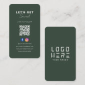 Minimalistischer Forest Green QR Code Verbindung m Begleitkarte (Vorne/Hinten)